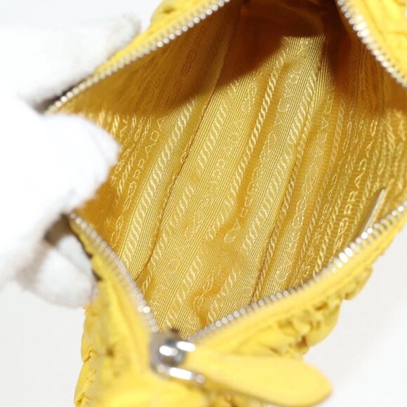 PRADA Accessory Pouch Nylon Yellow Silver Auth 127600V - Picture 4 of 16